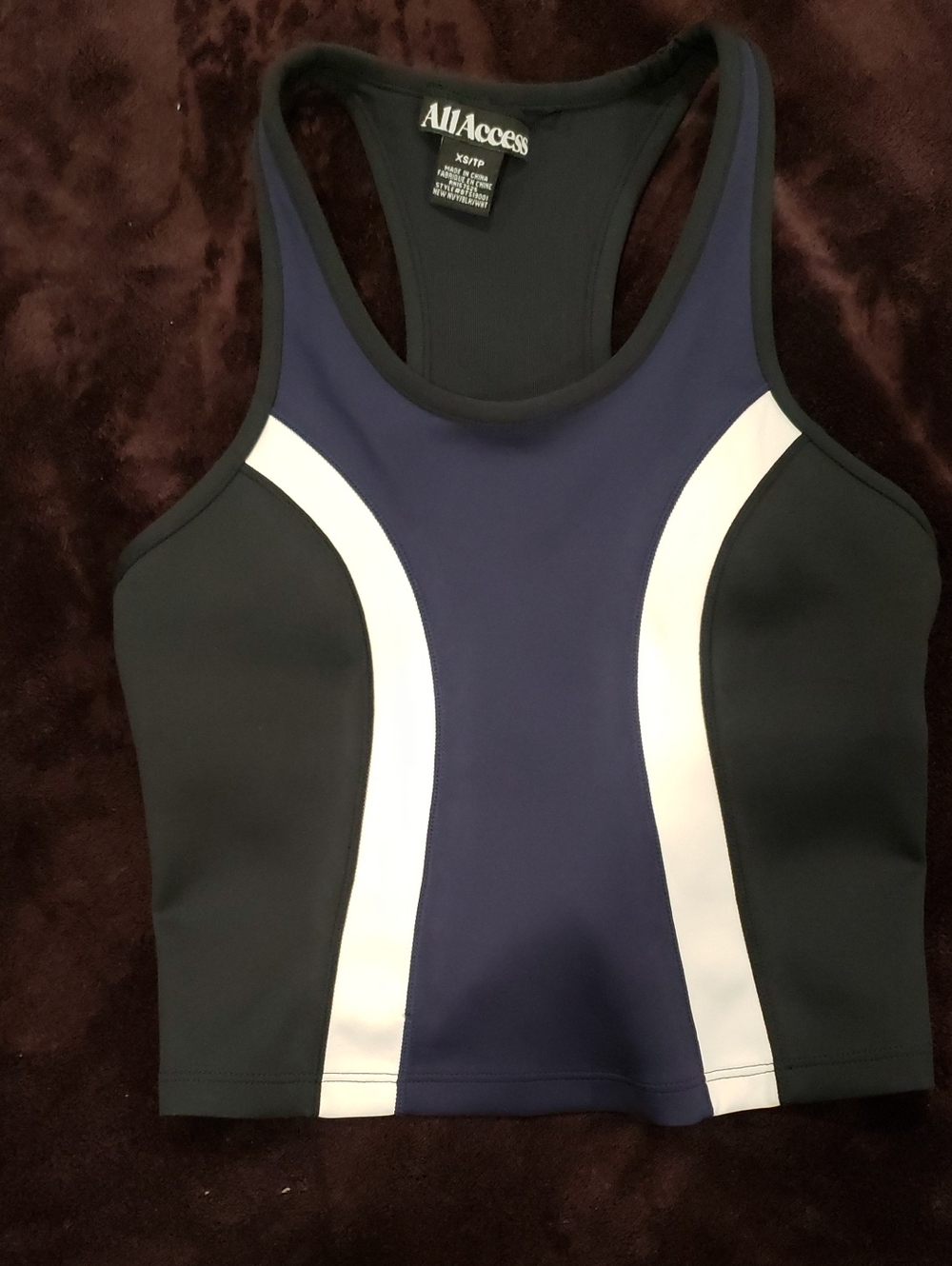 ALL ACCESS Navy, Black & White Racerback Sport Crop